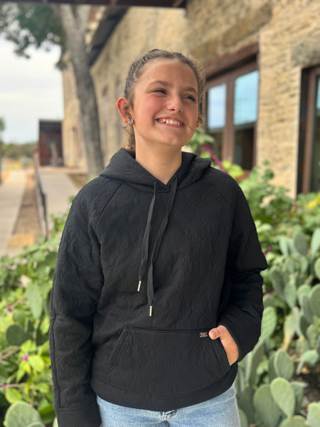 Black Quilted Hoodie