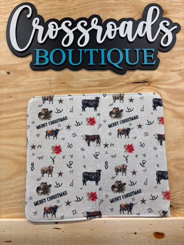 Merry Christmas Cowboy Drying Mat