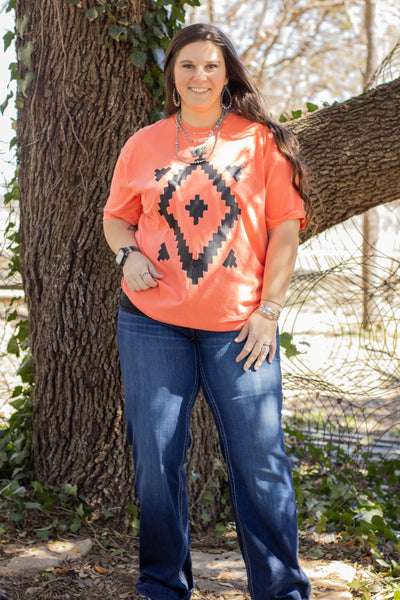Coral Aztec Tee