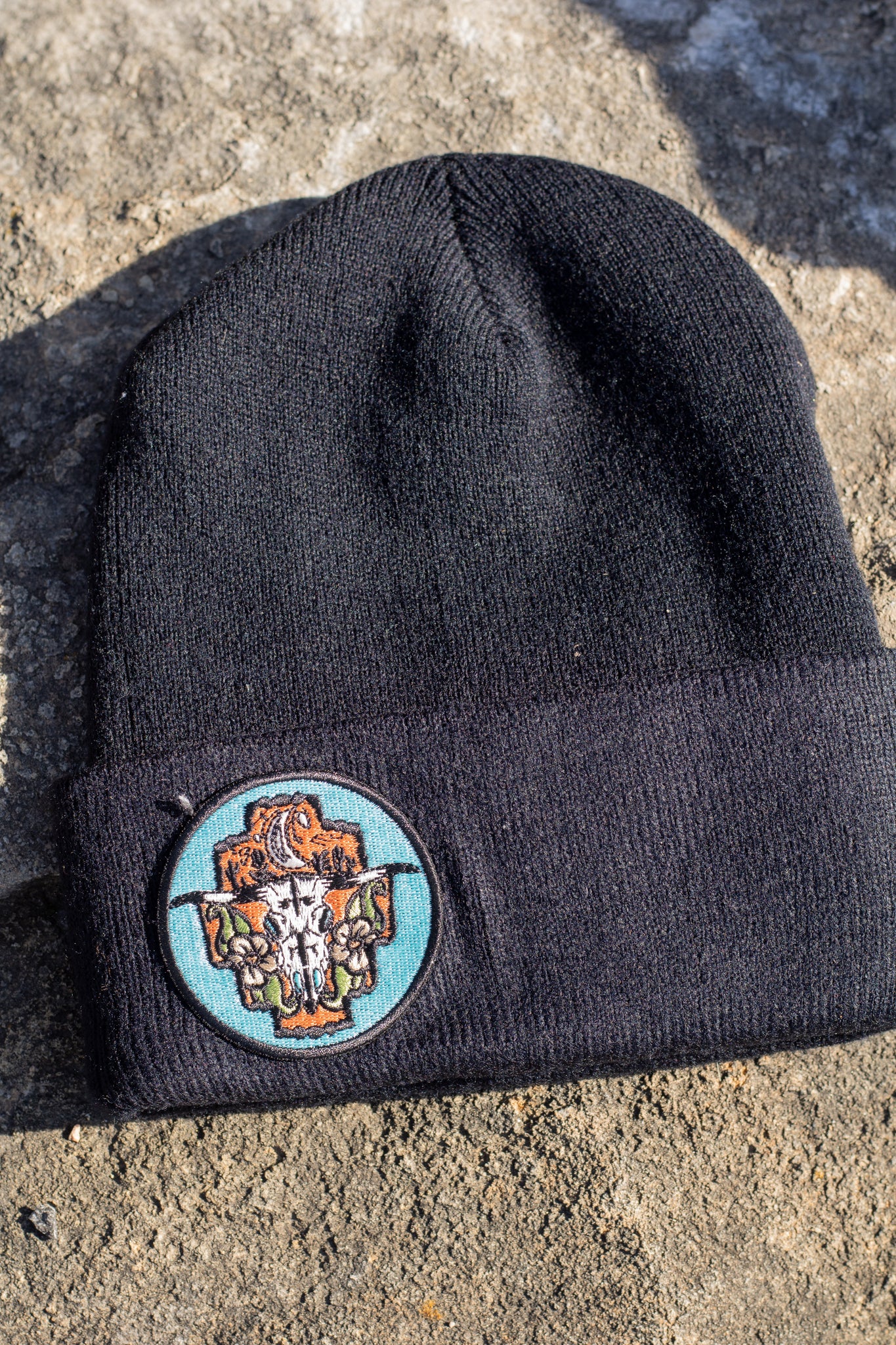 Skull/Moon on Black Beanie