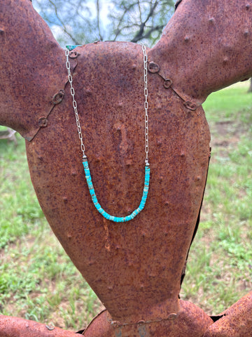 Paper Clip Chain with Turquoise Stones