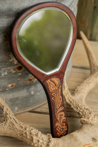 Tooled Leather Mirror
