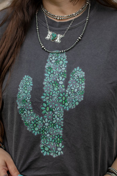 Turquoise Conch Cactus Tee