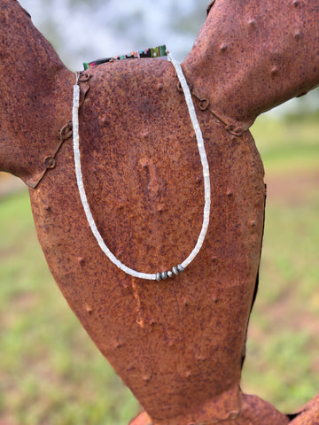 White Shell Heishi Chocker with Navajos