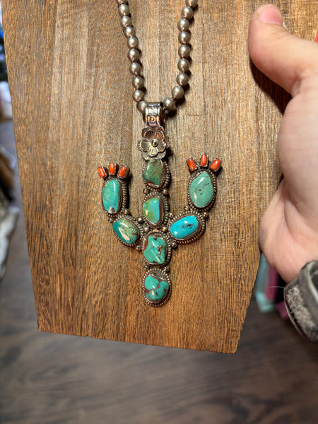 Tibet Large Cactus Pendant Necklace