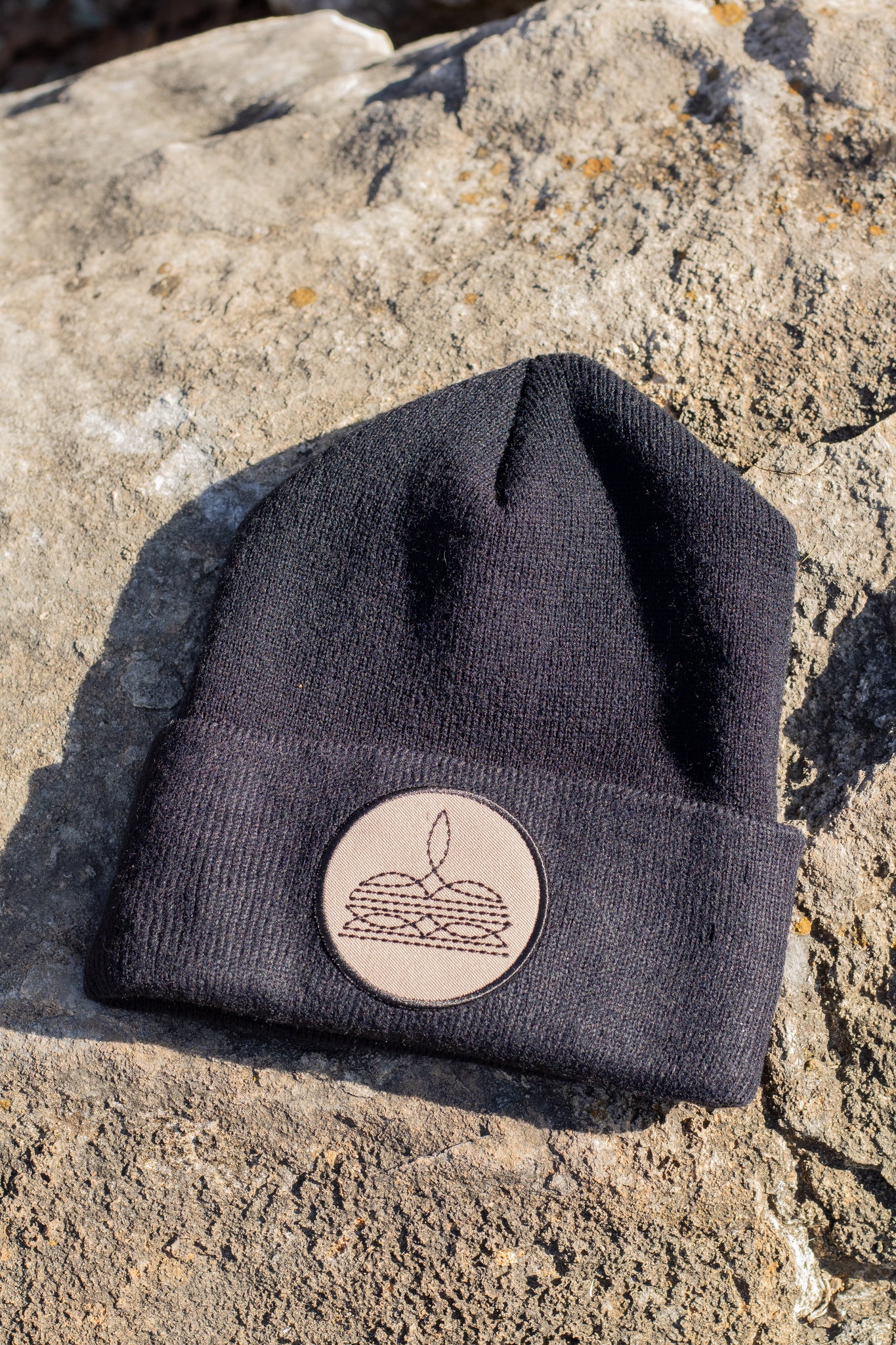 Black Bootstich Beanie