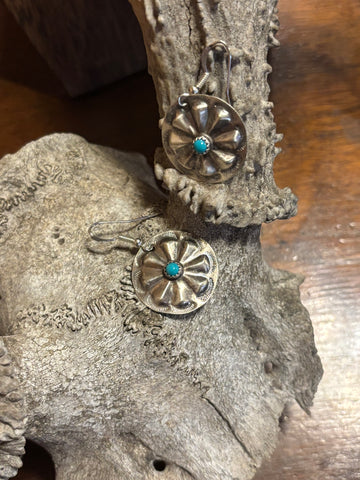 Joan Begay Silver Dollar Dangles with Kingman