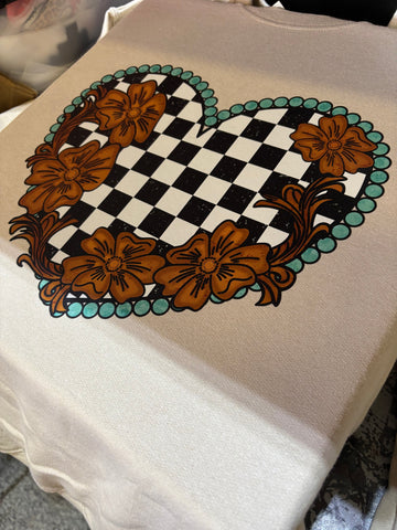 Checkered Heart Sweatshirt