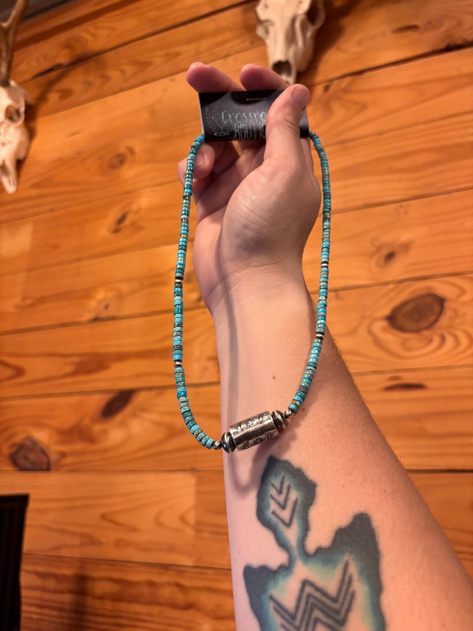 Turquoise Heishi & Barrel Bead Necklace