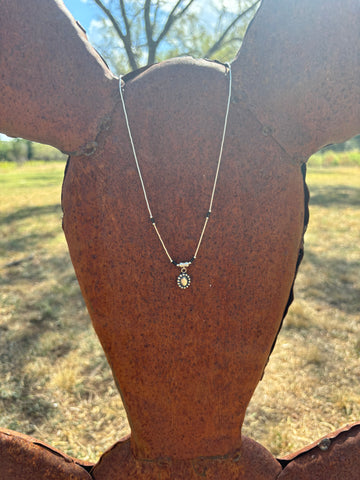 Silver Beaded Pendant Dainty Necklace