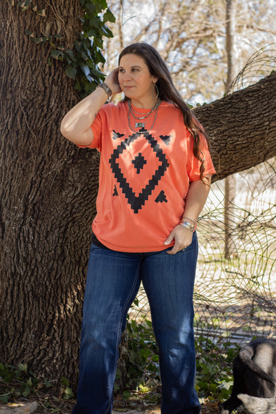 Coral Aztec Tee
