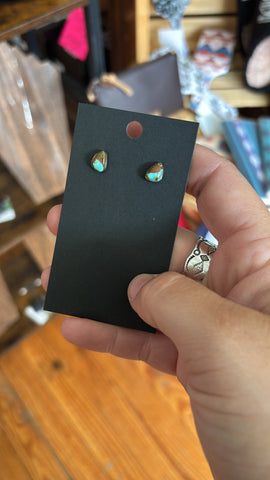 Kingman Turquoise Offset Triangle Navajo Studs