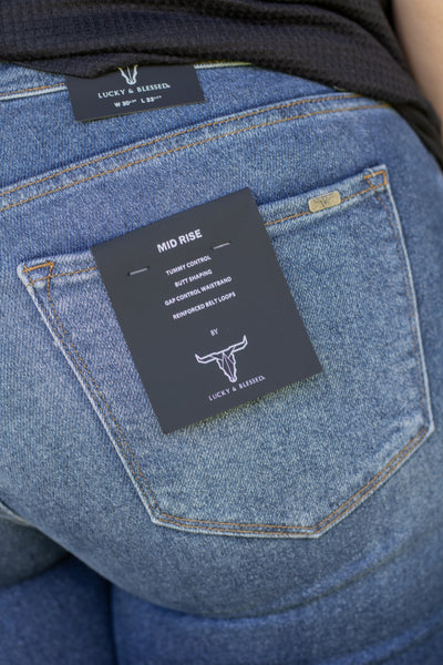 Dark Wash Mid Rise Trouser Jeans