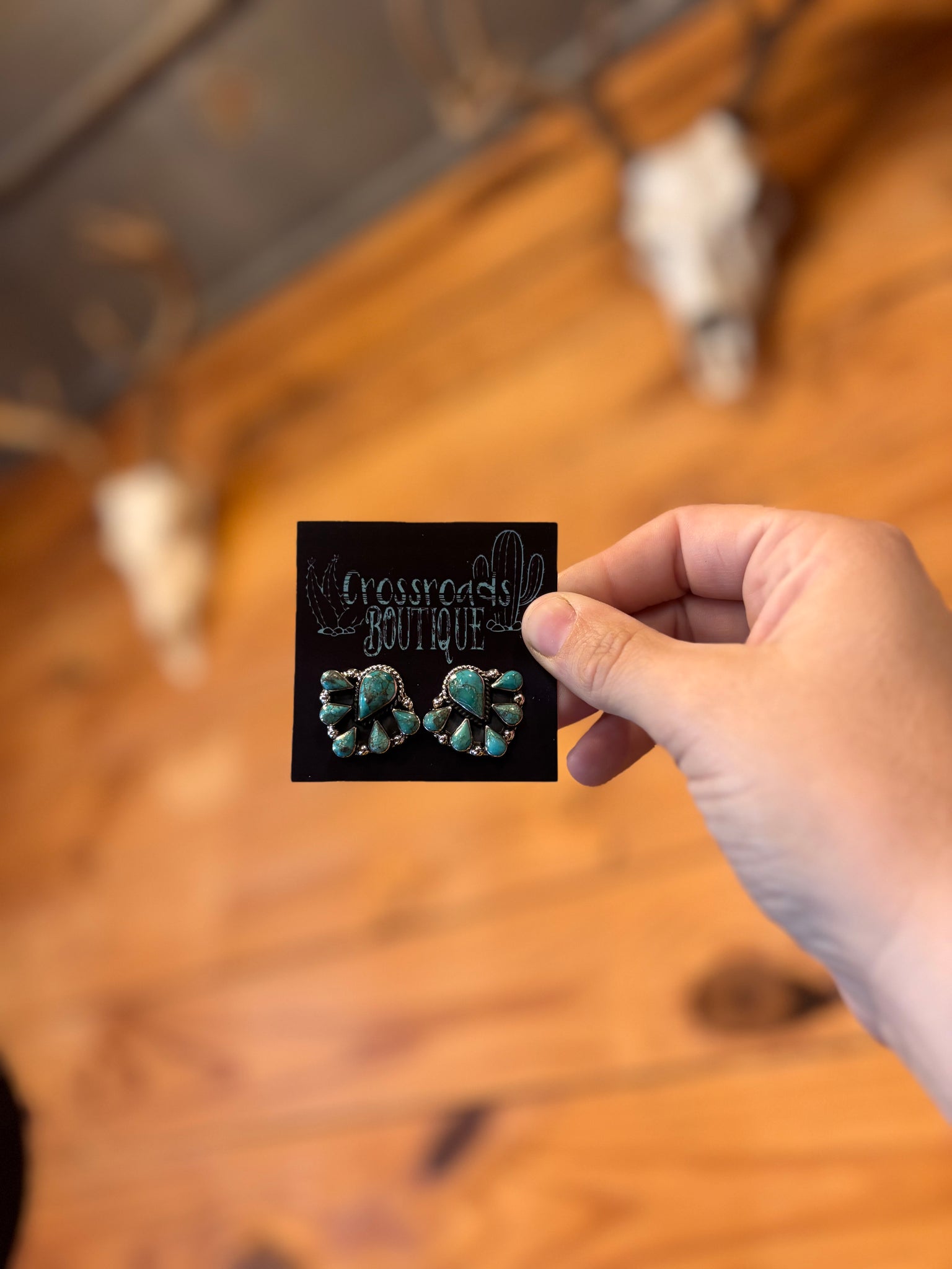 Turquoise Teardrop Cluster Post