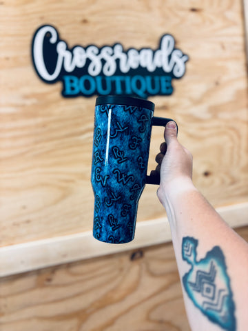 Turquoise Black Branded Tumbler
