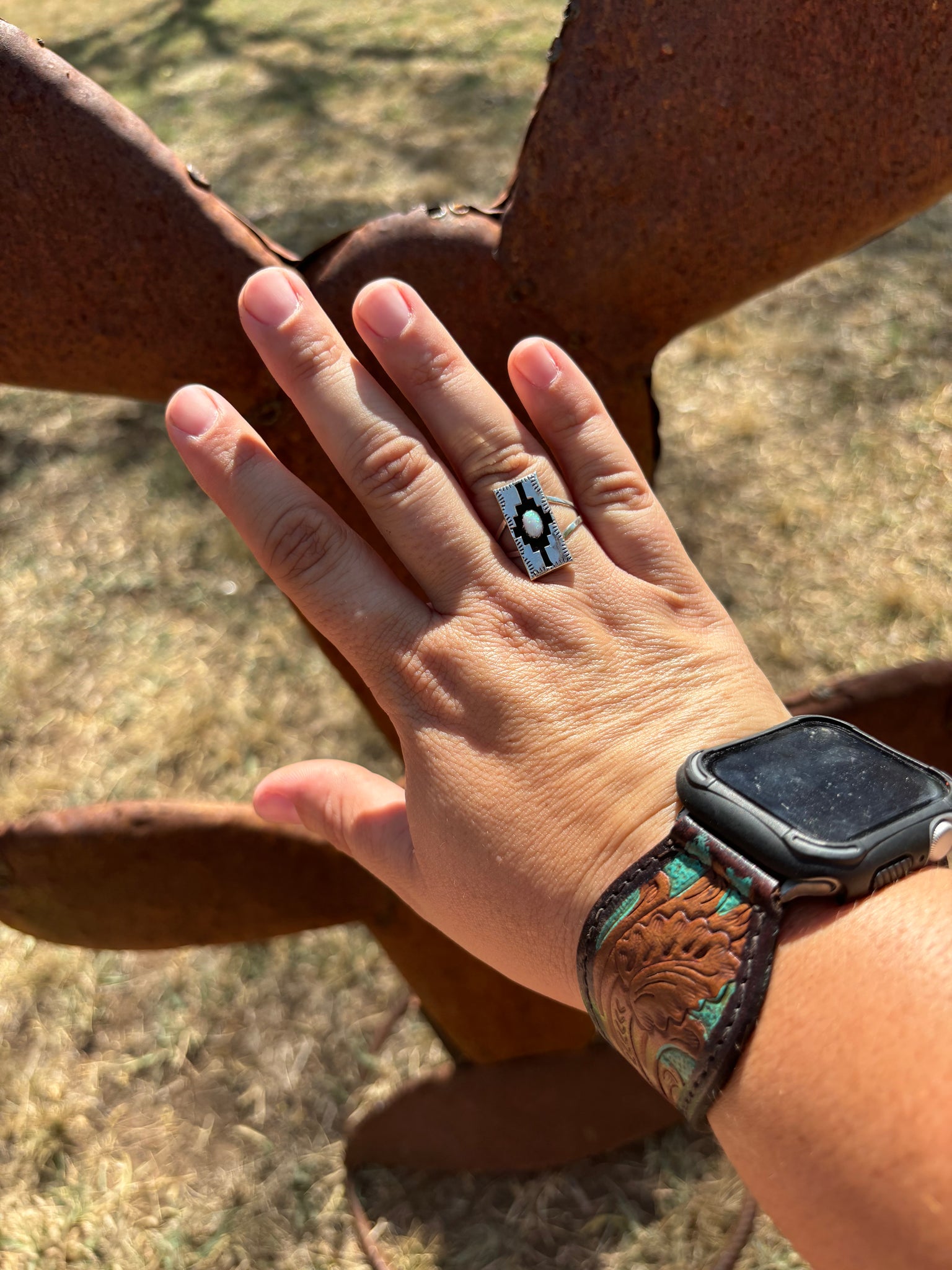 Opalite Mayan Aztec Ring