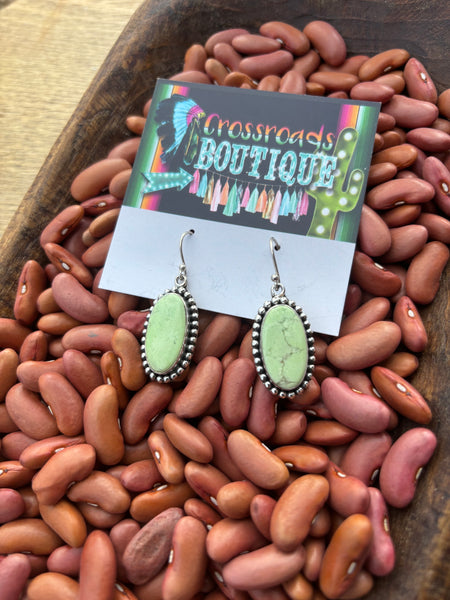Prehnite Oval Dangle Earring