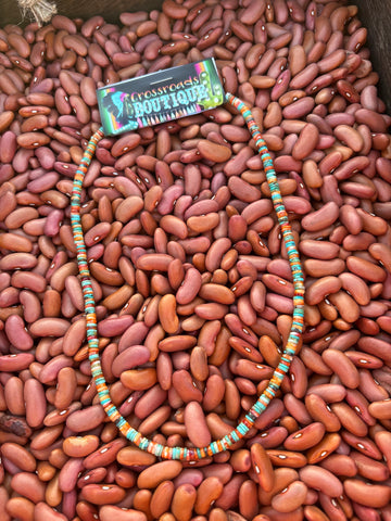 Spiney Turquoise Heishi Necklace