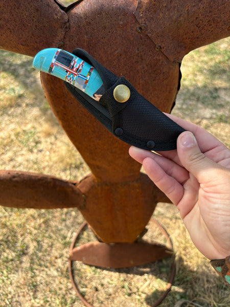 Large Straight Blade Turquoise Stone Knife