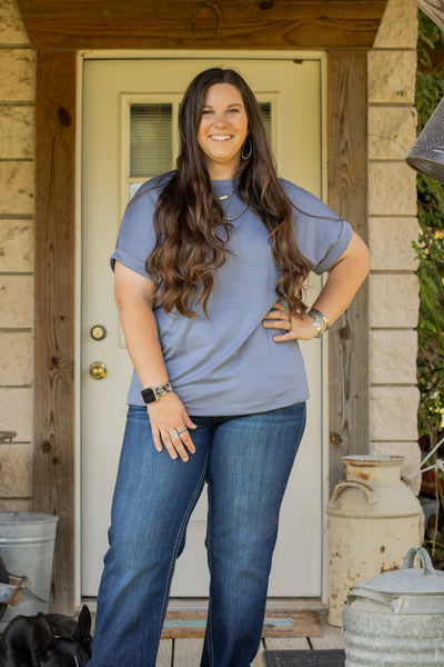 Cloud Basic Mom Cuff-Denim