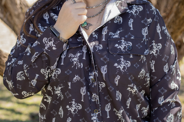 Black Bronc Cowboy Button Up