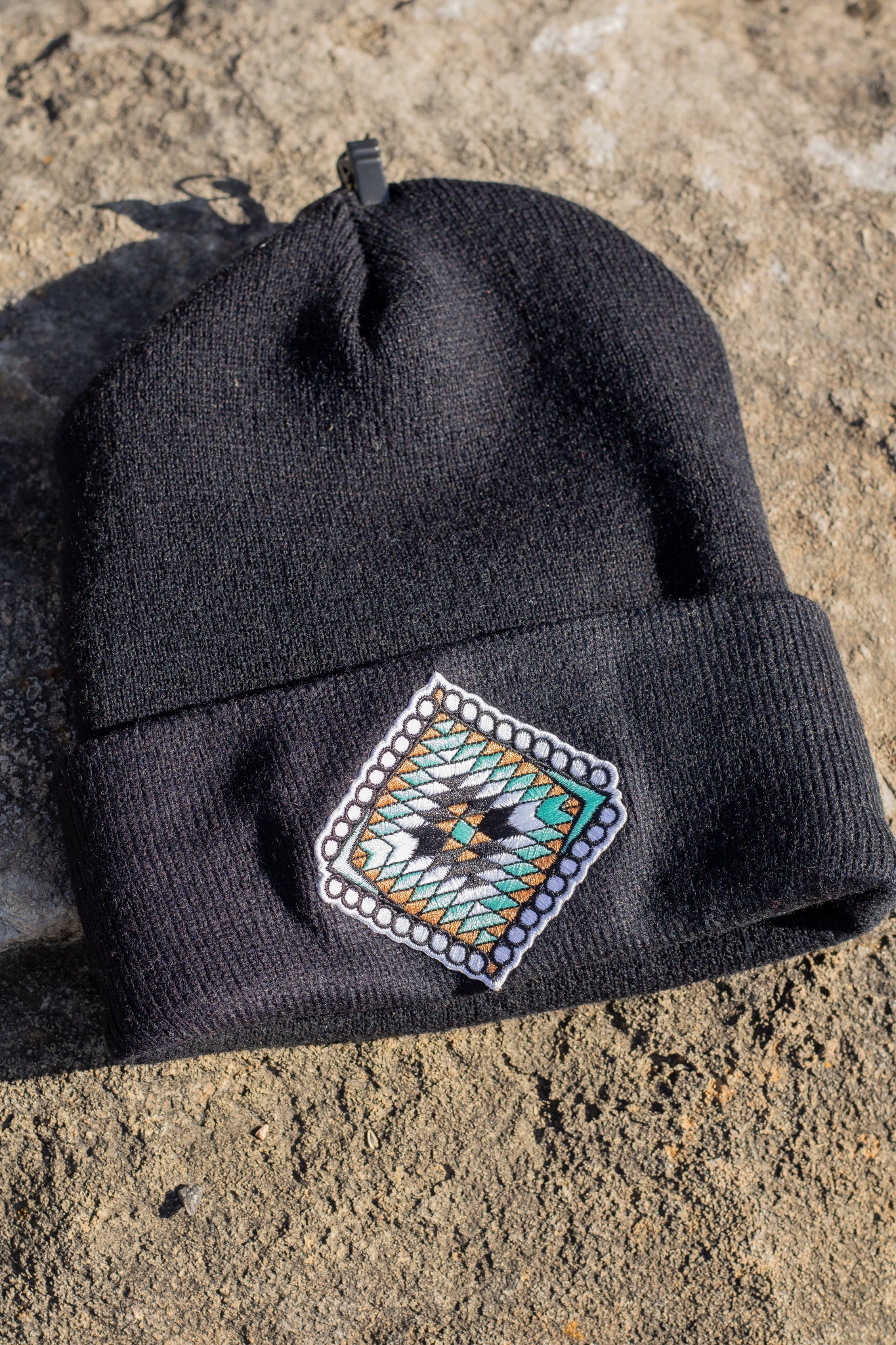 Black Geo Aztec Diamond Beanie