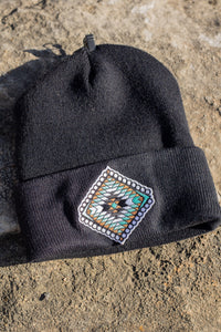 Black Geo Aztec Diamond Beanie