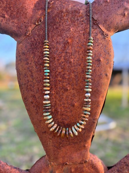 Graduated Turquoise with Sterling Silver Pearls