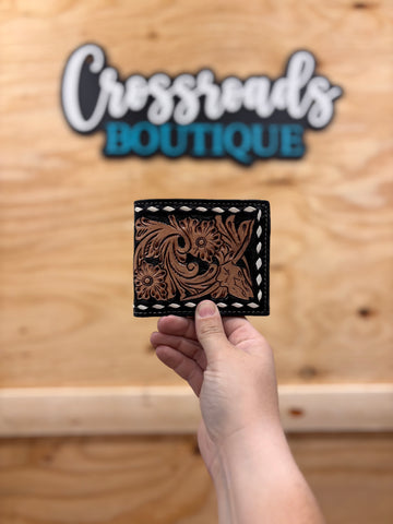 Bi-Fold Buck Stitch Floral Wallet