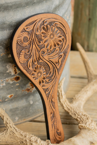 Tooled Leather Mirror