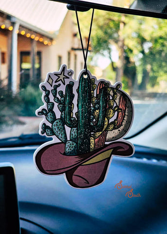 Cowboy Cactus Hat Car Air Freshener